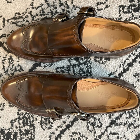NEW The Office of Angela Scott Mr York shoe Mahogany Size 41 Double Monk Buckles - Picture 5 of 9